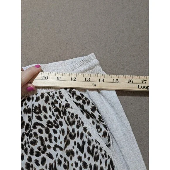 Umgee USA Oatmeal Leopard Print Elastic Waist Drawstring Jogger Pant Size Small - Picture 10 of 10